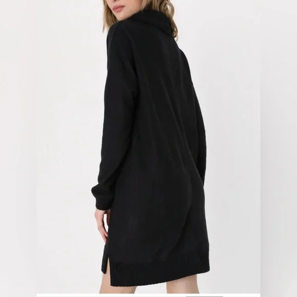 NWT Lulus Autumn Daze Black Cowl Neck Long Sleeve Sweater Dress - Size L - Picture 6 of 15